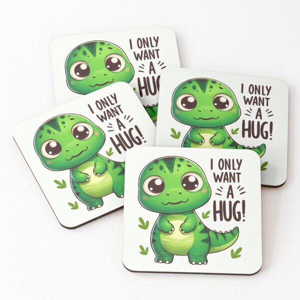 Item preview, "I ONLY WANT A HUG" - Cuddly Dinosaur Illustration designed and sold by RuyaFab.