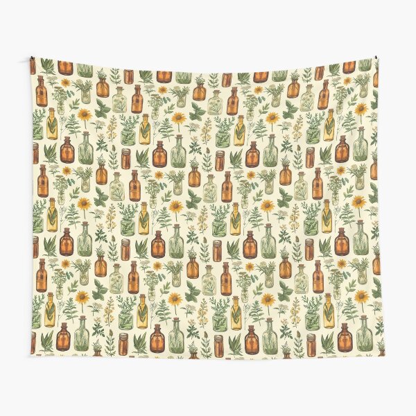 Item preview, Vintage Herbal Remedies Botanical Tapestry designed and sold by PBJArt.