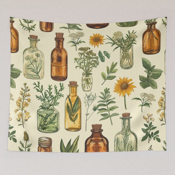Item preview, Vintage Herbal Remedies Botanical Tapestry designed and sold by PBJArt.