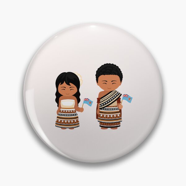 Item preview,  Girl and Boy in Fijian wedding national costume with flag. by Mill2023 designed and sold by Mill2023.