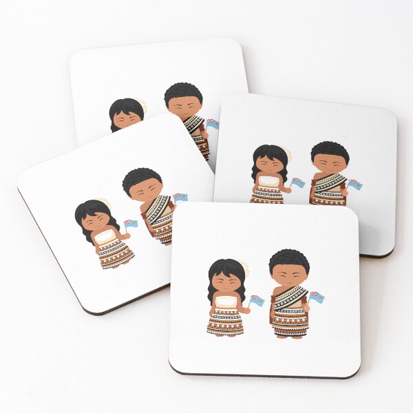 Item preview,  Girl and Boy in Fijian wedding national costume with flag. by Mill2023 designed and sold by Mill2023.