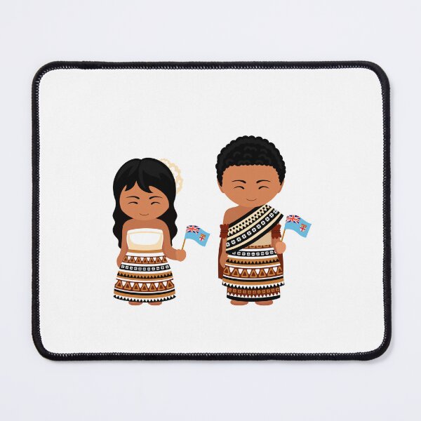 Item preview,  Girl and Boy in Fijian wedding national costume with flag. by Mill2023 designed and sold by Mill2023.