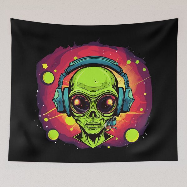 Item preview, Alien with headset, extraterrestrial creature, gamer designed and sold by Andrea-Design.