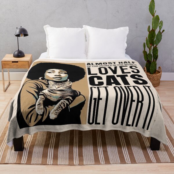 Item preview, Almost half of the people in the world love cats, Get Over It: Vintage Cat Lover's Portrait in Black, Brown, and Beige designed and sold by SplashTastic.