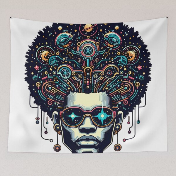 Item preview, Afrofuturism Afro Boy African Art designed and sold by KitonicTees.