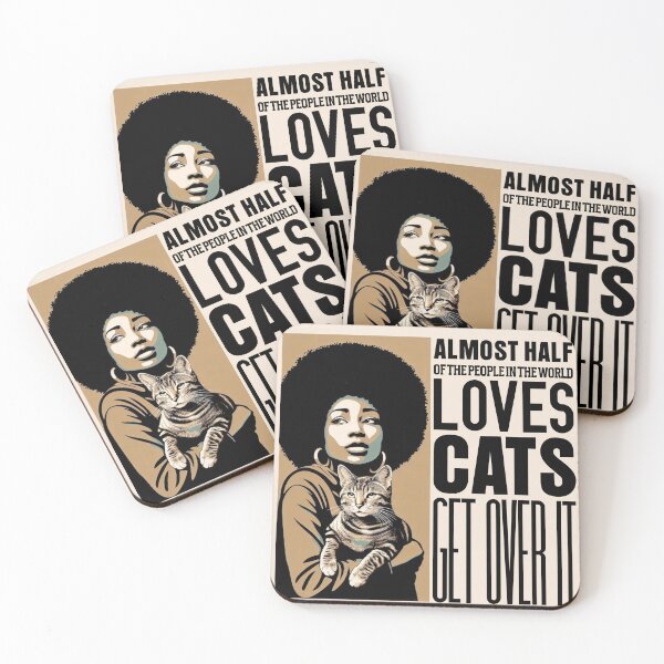 Item preview, Almost half of the people in the world love cats, Get Over It: Vintage Cat Lover's Portrait in Black, Brown, and Beige designed and sold by SplashTastic.