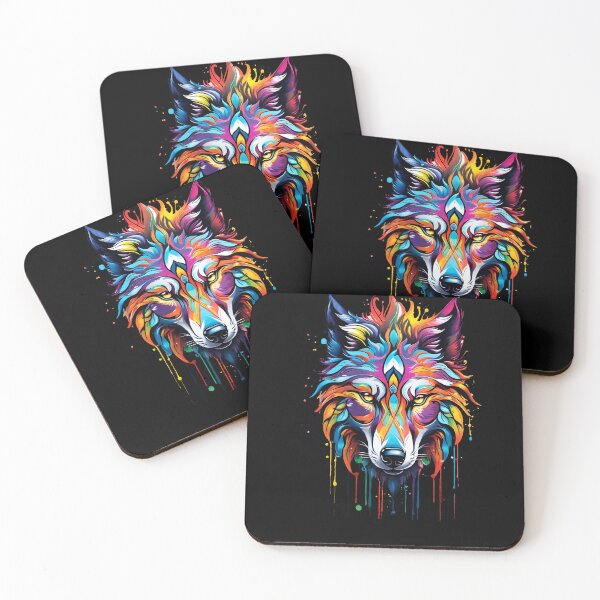 Item preview, Colorful graffiti  spiritual wolf head designed and sold by dmtdc.