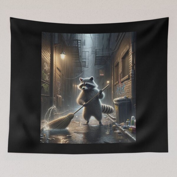 Item preview, URBAN CLEANUP: RACCOON JANITOR AT WORK FUNNY GIFTS designed and sold by DiySystem.