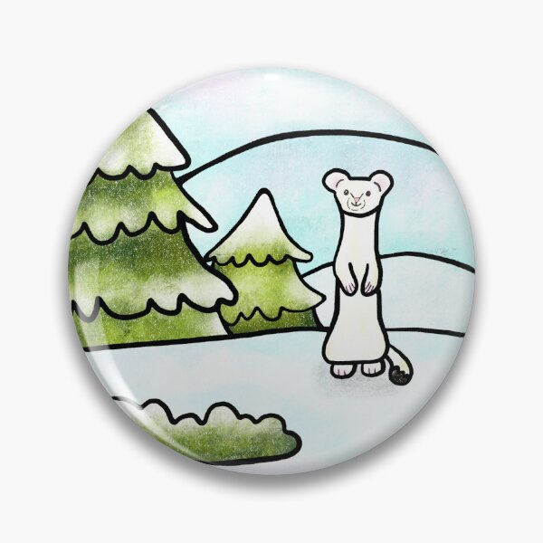Item preview, Cute Weasel in a Snowy Forest. Batik silk painting style. designed and sold by Kelly Lees.
