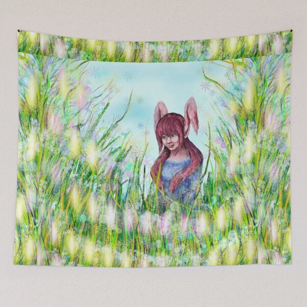 Item preview, Happy Easter bunny girl, digital art by MariDani designed and sold by MariDaniArt.