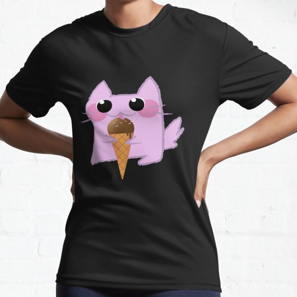 "Cute Ice Cream: Pink Kitten Enjoying an Ice Cream" Active T-Shirt