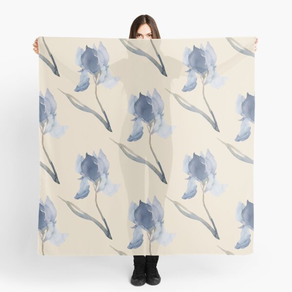 Iris – Dusk Blue on Cream Scarf