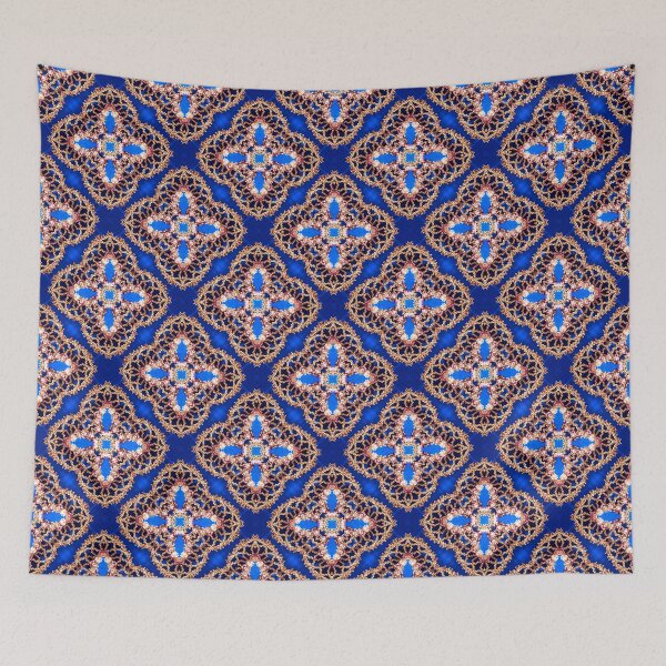 Item preview, Gorgeous Blue and Gold Beadwork Inspired Fashion Print designed and sold by Annalee Beer.