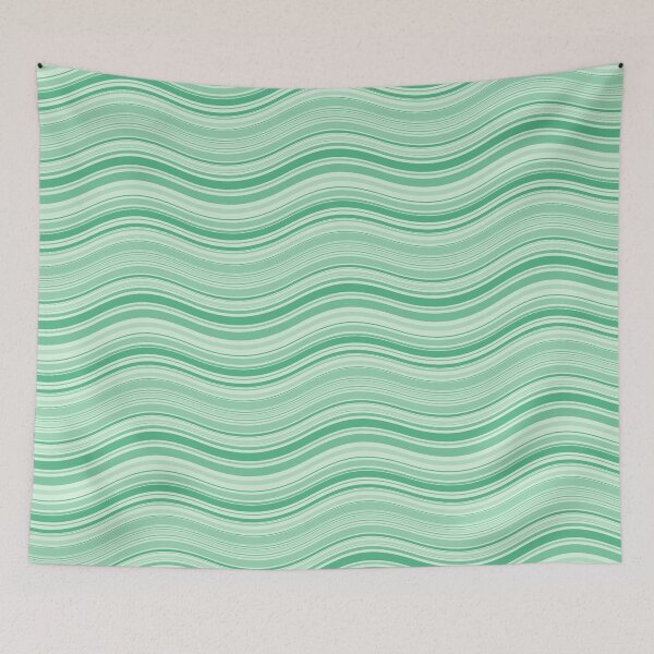 Item preview, Green & White Curly Parallel Waves Continuous Consistent Collage designed and sold by Alchemy-A-La-G.