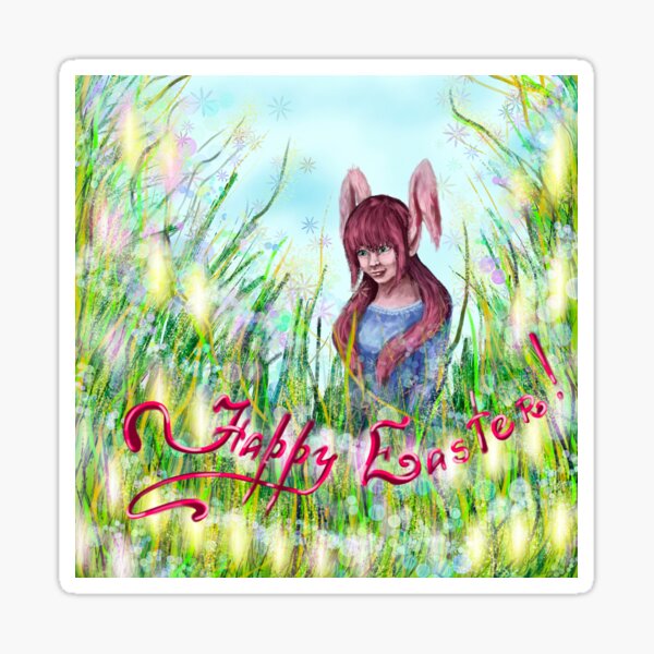 Item preview, Happy Easter bunny girl, digital art by MariDani designed and sold by MariDaniArt.