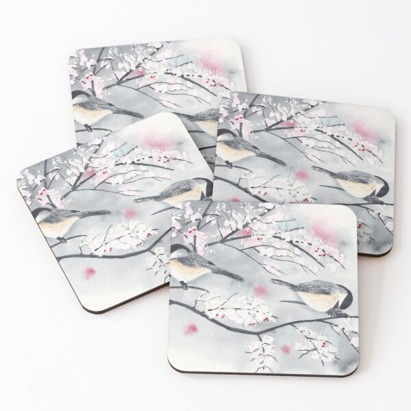 Item preview, Chickadees in Winter with Red Berries designed and sold by The Elderberry Blossom.