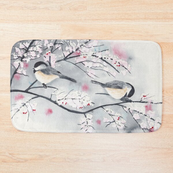 Item preview, Chickadees in Winter with Red Berries designed and sold by The Elderberry Blossom.