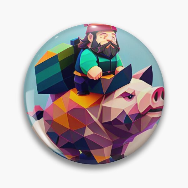 Artikelvorschau, Lowpoly-Kunst eines Zwergs, der auf einem Schwein reitet v5 entworfen und verkauft von AGShirts.