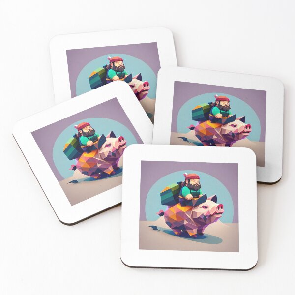 Item preview, Lowpoly Art Of Dwarf Riding On A Pig v5 designed and sold by AGShirts.