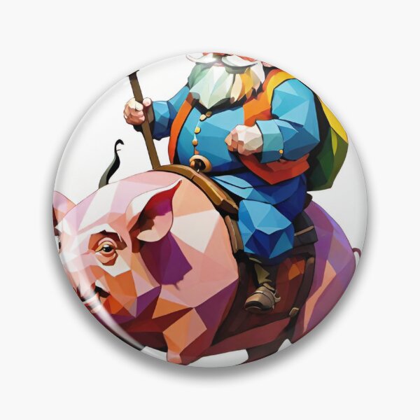 Artikelvorschau, Lowpoly-Kunst eines Zwergs, der auf einem Schwein reitet v6 entworfen und verkauft von AGShirts.