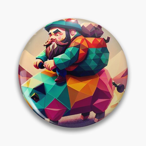 Artikelvorschau, Lowpoly-Kunst eines Zwergs, der auf einem Schwein reitet v8 entworfen und verkauft von AGShirts.