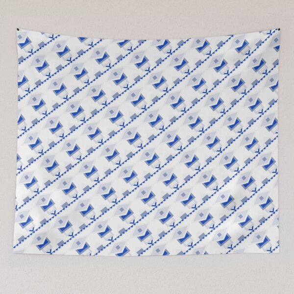 Item preview, Grey Blue & White Moroccan Geometry Symbols Consistent Collage designed and sold by Alchemy-A-La-G.