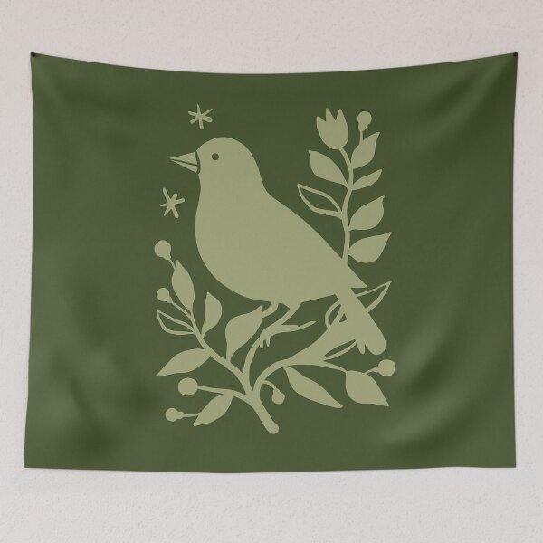 Item preview, Spring bird silhouette in forest green designed and sold by Miss-Belle.