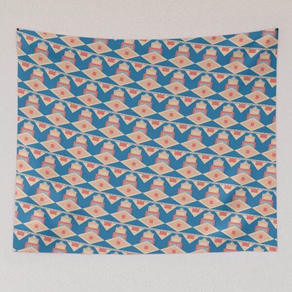 Item preview, Peach & Blue Moroccan Style Geometry Symbols Consistent Collage designed and sold by Alchemy-A-La-G.