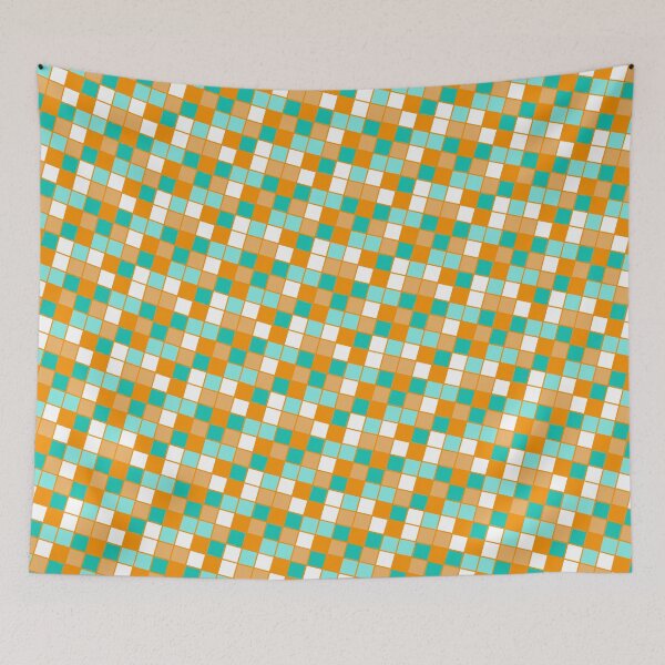 Item preview, Orange Green & White Square Cube Blocks Consistent Collage designed and sold by Alchemy-A-La-G.