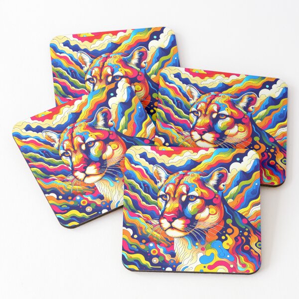 Item preview, Mountain Lion In a Forest Valley Psychedelic Wonderland designed and sold by HippieFarms11.