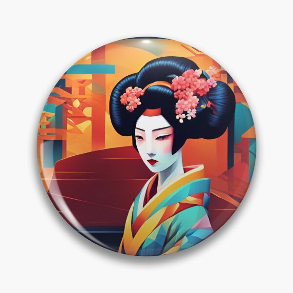 Item preview,  Sitting  Geisha with piano in yellow blue red abstract designed and sold by Coolparrotgirl.