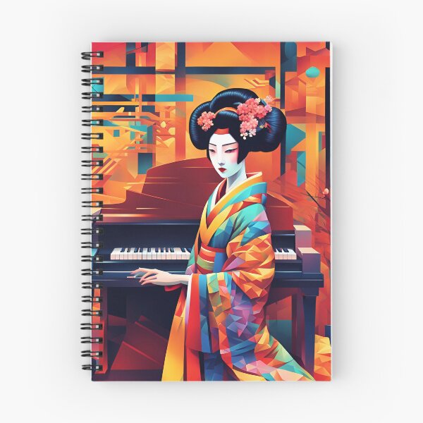 Item preview,  Sitting  Geisha with piano in yellow blue red abstract designed and sold by Coolparrotgirl.