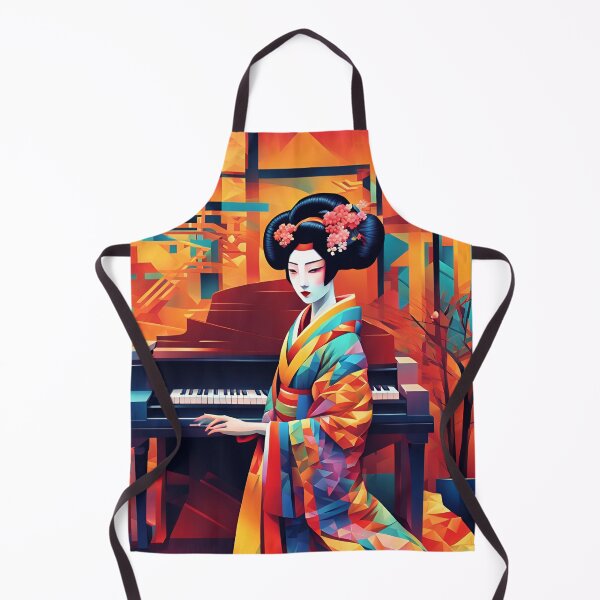 Item preview, Sitting Geisha with piano in yellow blue red abstract designed and sold by Coolparrotgirl.