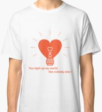 Glowing light bulb in the shape of a heart. Classic T-Shirt