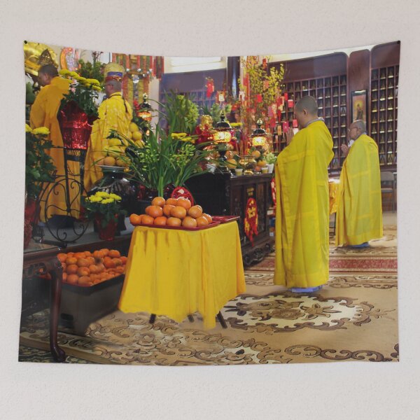 Item preview, Buddhist Monks At Prayer for Tet 2024 designed and sold by heatherfriedman.