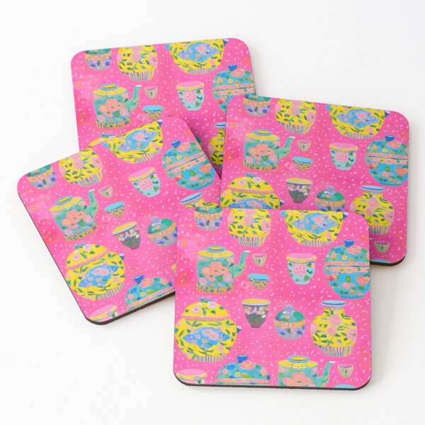 Item preview, Yellow ginger jars on hot pink designed and sold by SophieClimaArt.