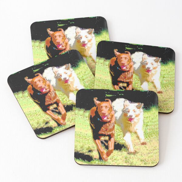 Item preview, Labrador Retriever and Australian Shepherd Dogs Playing Abstract designed and sold by Carlo Varo.