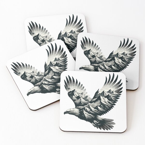 Item preview, Majestic Mountain Eagle Flight Illustration designed and sold by IWEARUWEAR.