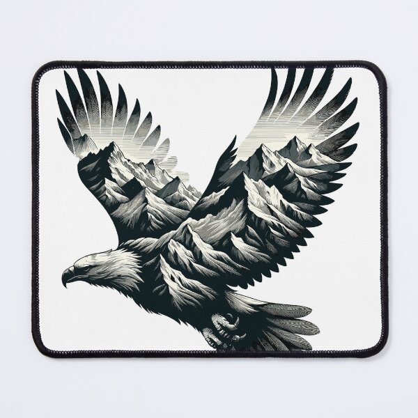Item preview, Majestic Mountain Eagle Flight Illustration designed and sold by IWEARUWEAR.