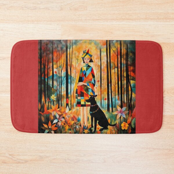 Item preview, Girl with a dog in a mysterious forest. designed and sold by Natalia-Vlad.