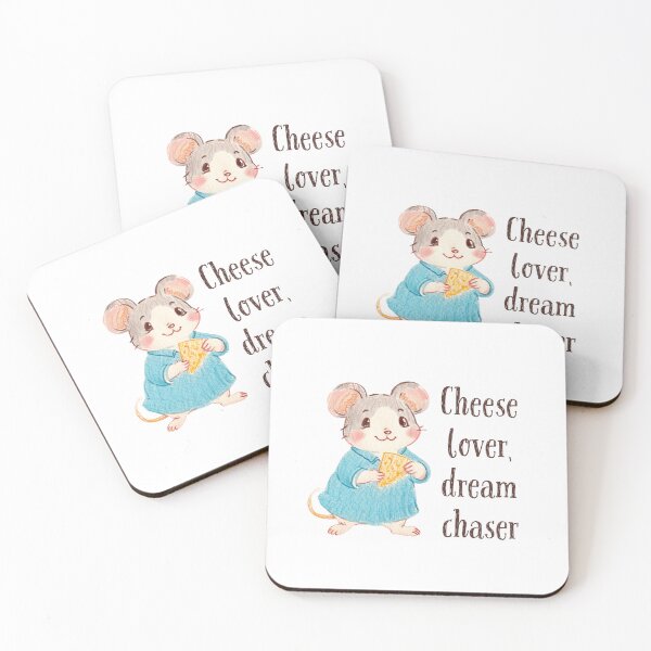 Item preview, "Cheese lover, dream chaser" cute and funny mouse with cheese designed and sold by Culmika.