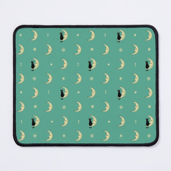 Item preview, La Luna - Cat and Moon - Teal and Black Cats - Pattern designed and sold by DreamersPlan.