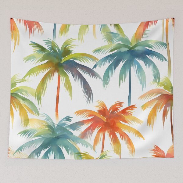 Item preview, watercolor palm tree pattern print designed and sold by dcrc.
