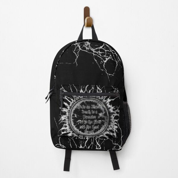 Item preview, Life is an Illusion, Death is a Promise: Red Sirio’s Art as the First and Last Breath (Lightning tattoo black sun, dark art, reverse scribble black and white) designed and sold by Red Siri0 Art.