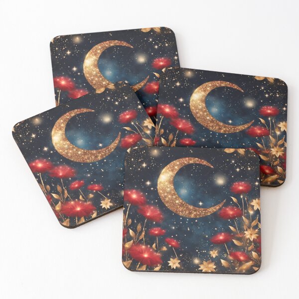 Item preview, Crimson Celestial Garden: Moons, Stars, and Scarlet Blooms designed and sold by Celestial Charm Co.