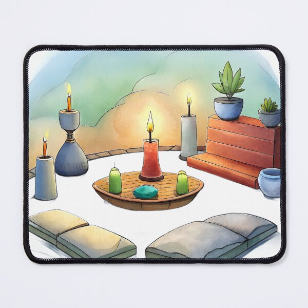 Item preview, Tranquil Meditation Scene: Candles & Cushions designed and sold by iwcus.