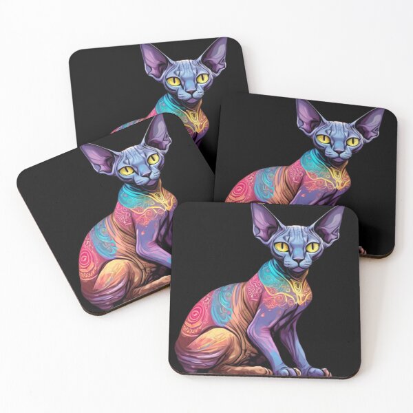 Item preview, Technicolor Patterned Sphinx cat designed and sold by PrintsBySarahB.