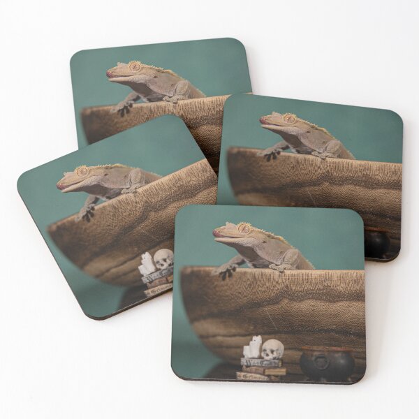 Item preview, Crested gecko Halloween picture, Lizard skull and books designed and sold by PTPhotoLLC.