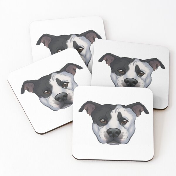 Item preview, black and white pied pit head designed and sold by swamppuppydesigns.