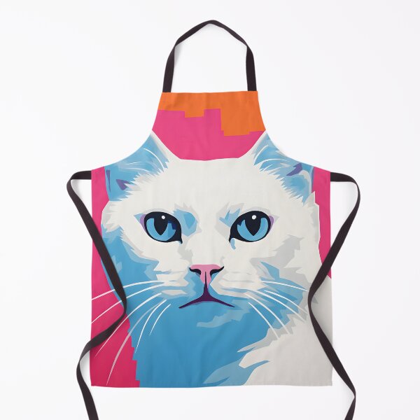 Item preview, White cat portraits drawing. animal colorful. Animal throw pillow.  designed and sold by formform.